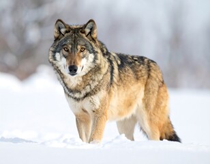 Fototapeta premium Gray wolf in snowy forest