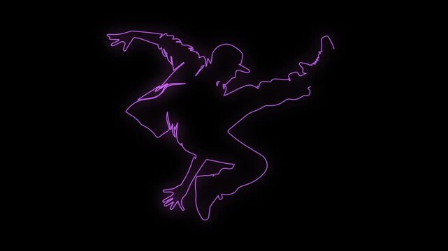 Animated Hip Hop Dancer Neon Glow Dynamic Urban Dance Movement Video