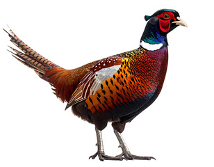 A vibrant and colorful pheasant showcasing its striking plumage in a natural setting with vivid details.