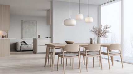 elegant scandinavian dining room light wood table
