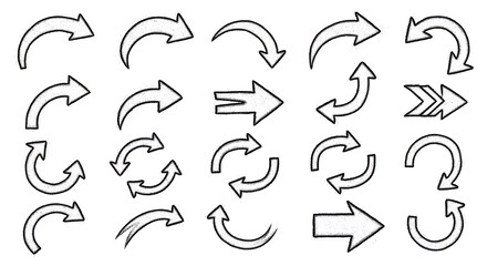 Hand Drawn Chalk Arrows Vector Set Isolated on White