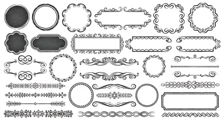 Decorative Chalk Frames and Borders Vector Set