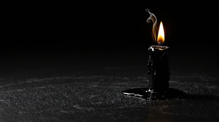 Burning Black Candle Illuminates Darkness Moody Theme