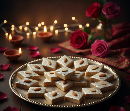 Diamond shaped kaju katari sweets loved during festive season