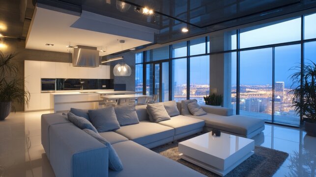 luxury minimalist penthouse wide open space panora