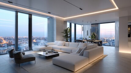 luxury minimalist penthouse wide open space panora