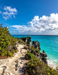 Coastal path to turquoise ocean