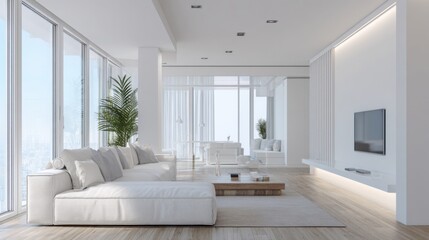luxury scandinavian smart living room white walls