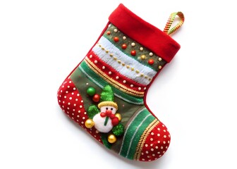 Red and white Christmas stocking isolated on white background