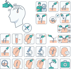 Hair Restoration Treatment Vector Icon Pack