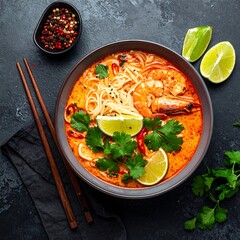 Spicy noodle soup with shrimp