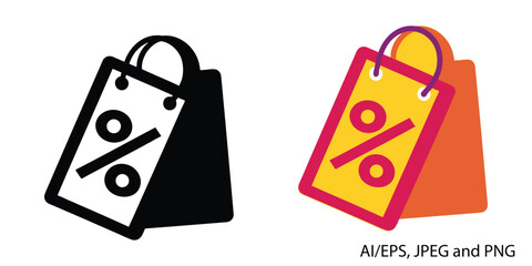 Shopping bag with percentage sign symbolizing discounts and sales promotions vector