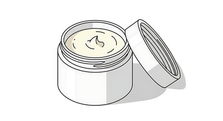 Flat Vector of Open Ointment Jar Isolated on White