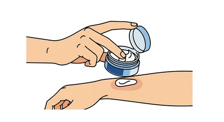 Hand Applying Ointment to Skin – Vector Illustration