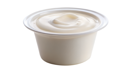 Cup of plain yogurt isolated on transparent background, a healthy and delicious snack or breakfast option that is also a good source of protein and calcium