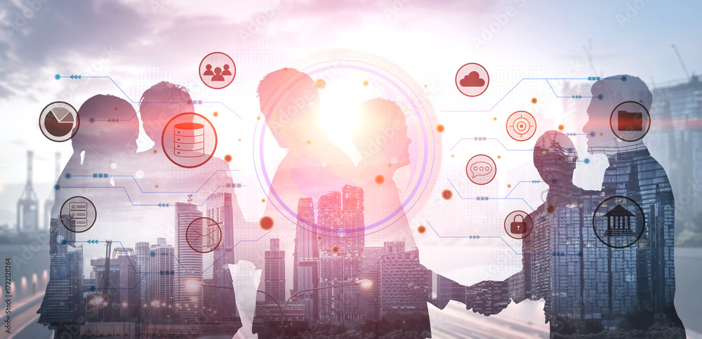Poster a global business network and digital infrastructure concept. a worldwide connection of services inc