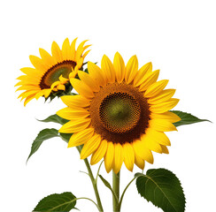 Obraz premium Vibrant sunflowers blooming, studio shot, black background, greeting card