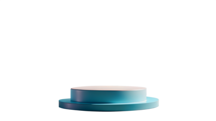 Minimalistic blue podium with pink top isolated on transparent background, perfect for showcasing cosmetic products or any other item in a clean and modern style