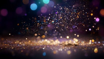 A Dark Atmospheric Image Of Shimmering Iridescent Particles Rising From A Dusty Surface