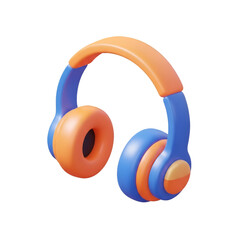 Blue and orange headphones isolated on transparent background