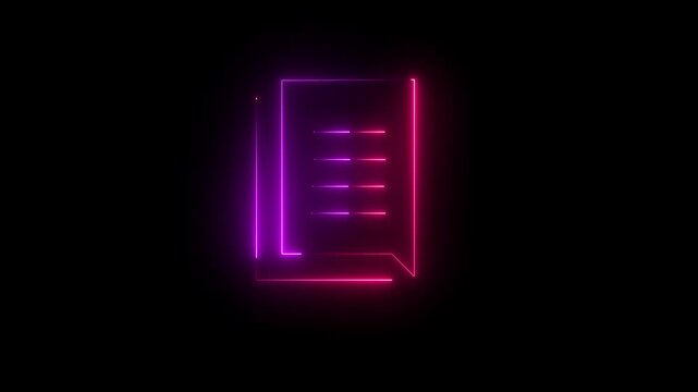 A glowing neon file folder icon isolated on a black background, featuring a modern digital design ideal for data storage, technology interfaces, and futuristic file management visuals.