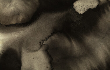 Abstract background of India ink runs and blooms on paper 