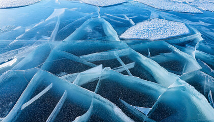 Obraz premium Ice Background Texture Ice With Different Shapes And Cracks