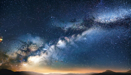 Milky Way Galaxy With Stars And Space Dust In The Universe And Deep Planet Night Sky Background
