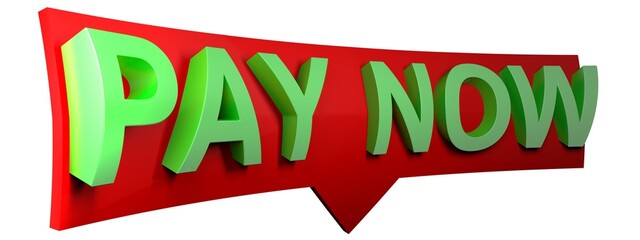 PAY NOW arrow sign isolated on white background