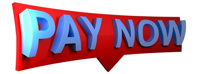 PAY NOW arrow sign isolated on white background