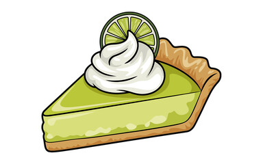 Delicious slice of key lime pie with whipped cream and lime garnish food illustration tempting dessert sweet treat culinary delight