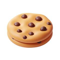 Fototapeta premium Stack of chocolate chip cookies isolated on transparent background