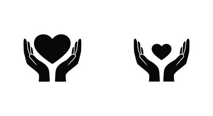 Fototapeta premium Protecting love two representations of hands cradling a heart symbol