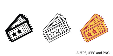 Collection of star tickets hand drawn style for events and entertainment use vector