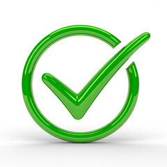 Vibrant green check mark shining bright, perfect for showcasing approval, completion, or positive confirmation in your next project with this modern, eye catching symbol of success