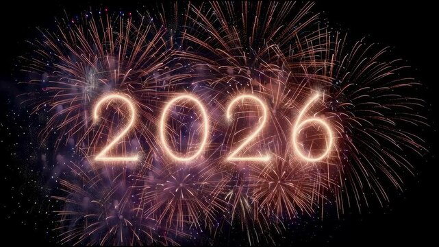 Happy new year 2026 celebration fireworks display