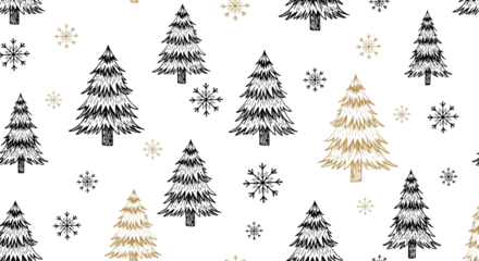 A christmas pattern with tree and snowflake isolated on transparent background is for wrapping
