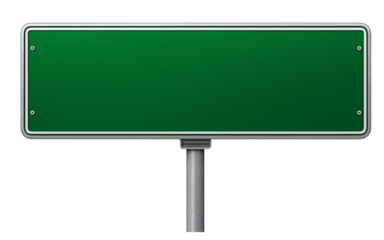 Blank Green Road Sign on Pole green sign blank sign isolated on a transparent background