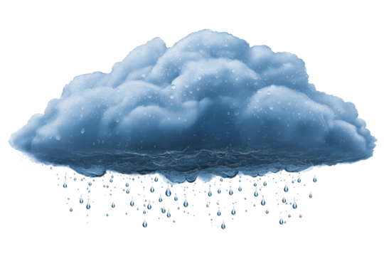 Storm Cloud with Rain Droplets isolated on a transparent background