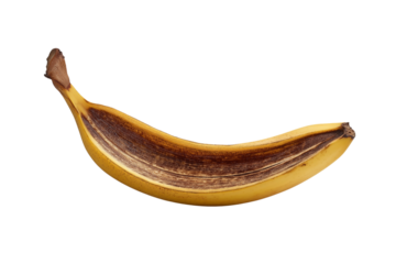 Peeled Banana with Browned Interior fruit food isolated on a transparent background