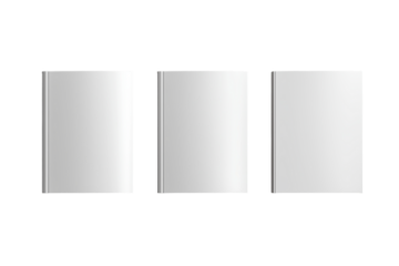 Three Blank White Book Covers in a Row empty isolated on a transparent background