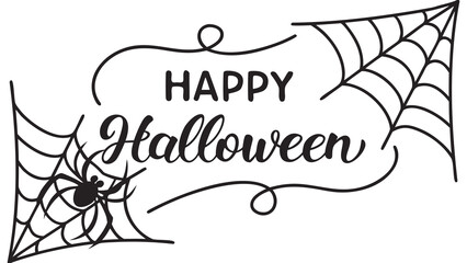 Happy Halloween Vector Lettering in Spooky Calligraphy Style with Spider and Web Decoration for Banner, Poster, Greeting Card, and Party Invitation