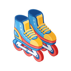 Pair of colorful rollerblades isolated on transparent background