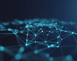 Obraz premium Digital Network Visualization: A cutting-edge, stylized depiction of a vast digital network, where intricate connections and glowing nodes weave a compelling visual narrative of modern technology.
