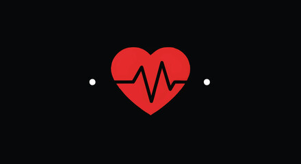 Heartbeat in Red Heart Minimalist Medical Icon for Health and Vitality