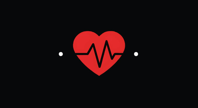 Heartbeat in Red Heart Minimalist Medical Icon for Health and Vitality