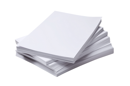 Stack of White Paper Sheets blank isolated on a transparent background