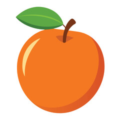 Illustration of a fresh orange fruit with green leaf healthy food vitamin c source nutrition diet