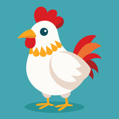 Playful cartoon rooster, a vibrant, charming farmyard friend perfect for children's books or educational materials, bringing a touch of whimsy and joy to any project!