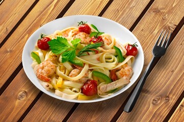 Traditional tasty italian food spaghetti pasta